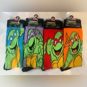 4 NEW~Nickelodeon~Teenage Mutant Ninja Turtles~ Crew Socks ~ Size 6-12 (Adults)
